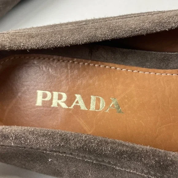 Prada Suede Bow Loafer Shoes 37 | US 7 - Picture 7 of 10